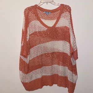 Coral open knit sweater
